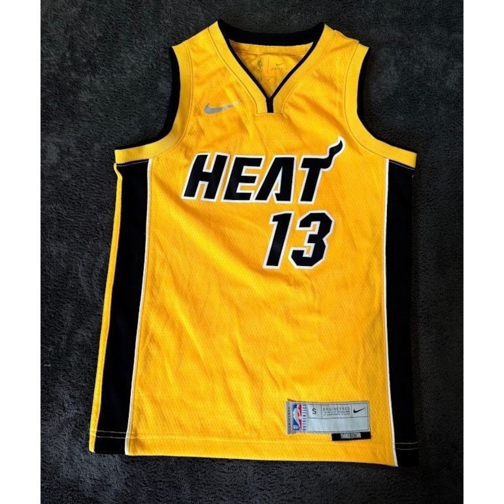 Nike Miami Heat Bam Adebayo 13 Earned Edition Jersey Yellow Youth Small S 8